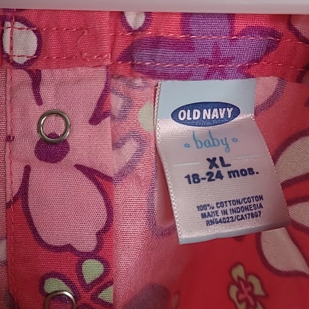Old Navy bright floral pInk purple summer sun dress baby girl XL 18 to 24 months